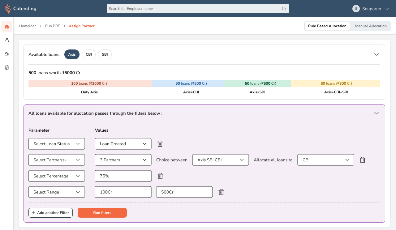 Final allocated loans screen